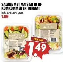 MCD Supermarkt SALADE MET MAIS EN UI OF KOMKOMMER EN TOMAAT aanbieding
