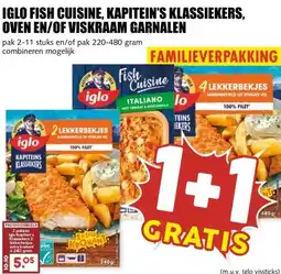 MCD Supermarkt IGLO FISH CUISINE, KAPITEIN'S KLASSIEKERS, OVEN EN/OF VISKRAAM GARNALEN aanbieding