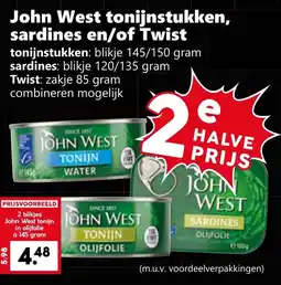 Coop John West tonijnstukken, sardines en/of Twist aanbieding