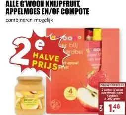 MCD Supermarkt ALLE G'WOON KNIJPFRUIT, APPELMOES EN/OF COMPOTE aanbieding