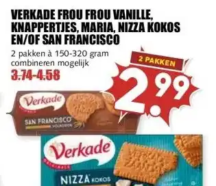 MCD Supermarkt VERKADE FROU FROU VANILLE, KNAPPERTJES, MARIA, NIZZA KOKOS EN/OF SAN FRANCISCO aanbieding