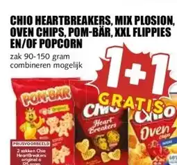 MCD Supermarkt CHIO HEARTBREAKERS, MIX PLOSION, OVEN CHIPS, POM-BÄR, XXL FLIPPIES EN/OF POPCORN aanbieding