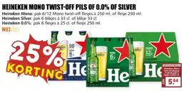 MCD Supermarkt HEINEKEN MONO TWIST-OFF PILS OF 0.0% OF SILVER aanbieding