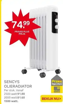 Praxis Sencys Olieradiator 1500W aanbieding