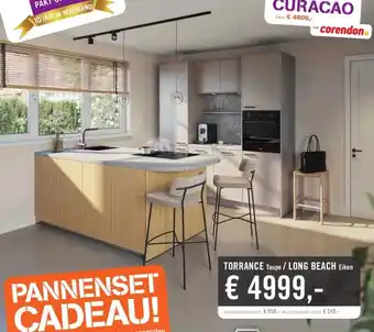 Keukendepot TORRANCE Taupe/LONG BEACH Eiken aanbieding