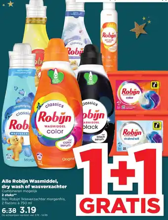 PLUS Alle Robijn Wasmiddel, dry wash of wasverzachter 750ml aanbieding