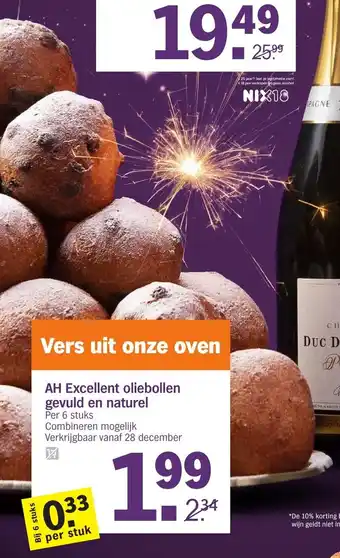 Albert Heijn Excellent oliebollen gevuld en naturel per 6 stuks aanbieding