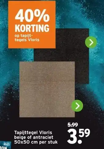 GAMMA Tapijttegel Vloris beige of antraciet aanbieding