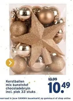 GAMMA Kerstballen mix kunststof chocoladebruin incl. aanbieding