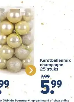 GAMMA Kerstballenmix champagne 25 stuks aanbieding
