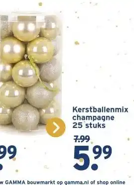 GAMMA Kerstballenmix champagne 25 stuks aanbieding