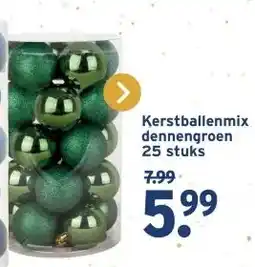 GAMMA Kerstballenmix dennengroen 25 stuks aanbieding