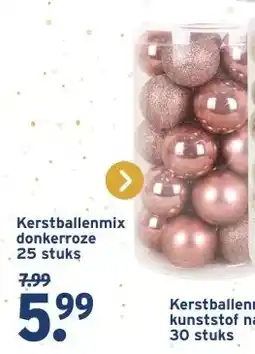 GAMMA Kerstballenmix donkerroze 25 stuks aanbieding
