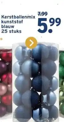 GAMMA Kerstballenmix kunststof blauw 25 stuks aanbieding