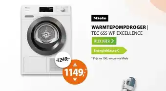 Expert Miele TEC 655 WP Excellence EcoSpeed & Wash2Dry aanbieding