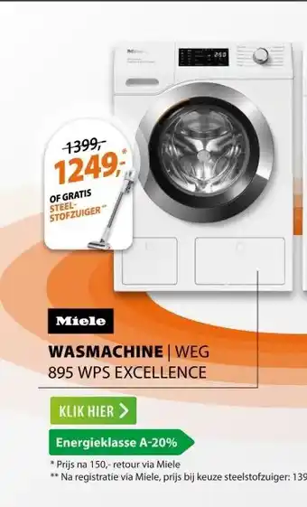 Expert Miele WEG 895 WPS Excellence PowerWash & TwinDos & SteamCare aanbieding