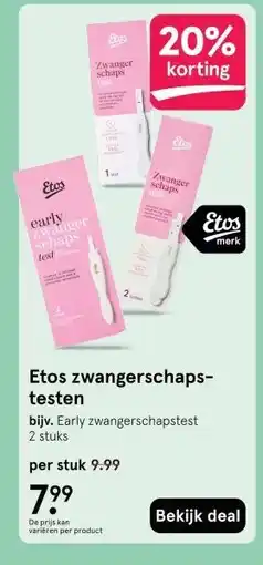 Etos Etos zwangerschaps-testen aanbieding