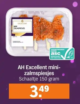 Albert Heijn Excellent mini-zalmspiesjes 150 gram aanbieding