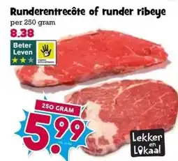 Boon`s Markt Runderentrecôte of runder ribeye aanbieding
