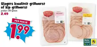 Boon`s Markt Slagers kwaliteit grillworst of kip grillworst aanbieding