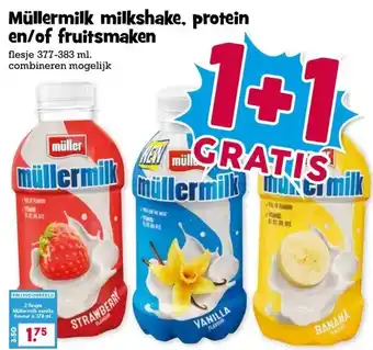 Boon`s Markt Müllermilk milkshake, protein en/of fruitsmaken aanbieding
