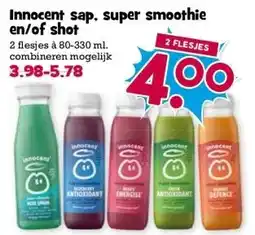 Boon`s Markt Innocent sap, super smoothie en/of shot aanbieding
