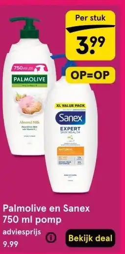 Etos Palmolive en Sanex 750 ml pomp aanbieding
