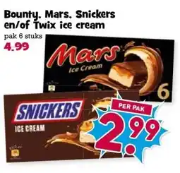 Boon`s Markt Bounty. Mars, Snickers en/of Twix ice cream aanbieding