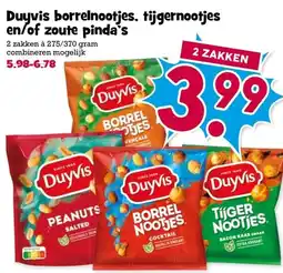 Boon`s Markt Duyvis borrelnootjes, tijgernootjes en/of zoute pinda's aanbieding