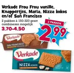 Boon`s Markt Verkade Frou Frou vanille. Knappertjes, Maria, Nizza kokos en/of San Francisco aanbieding