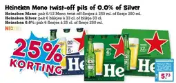 Boon`s Markt Heineken Mono twist-off pils of 0.0% of Silver aanbieding