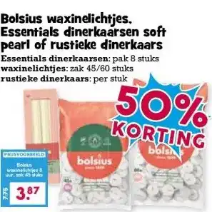 Boon`s Markt Bolsius waxinelichtjes. Essentials dinerkaarsen soft pearl of rustieke dinerkaars aanbieding