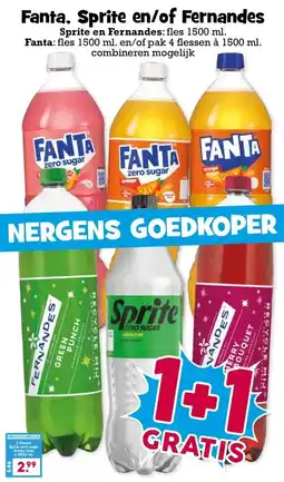 Boon`s Markt Fanta, Sprite en/of Fernandes aanbieding