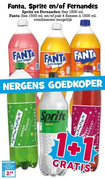 Boon`s Markt Fanta, Sprite en/of Fernandes aanbieding