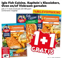 Coop Iglo Fish Cuisine, Kapitein´s Klassiekers, Oven en/of Viskraam garnalen aanbieding