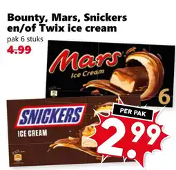 Coop Bounty, Mars, Snickers en/of Twix ice cream aanbieding