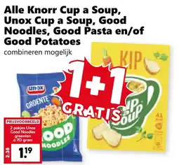Coop Alle Knorr Cup a Soup, Unox Cup a Soup, Good Noodles, Good Pasta en/of Good Potatoes aanbieding