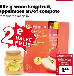 Coop Alle g'woon knijpfruit, appelmoes en/of compote aanbieding