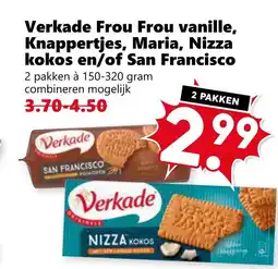 Coop Verkade Frou Frou vanille, Knappertjes, Maria, Nizza kokos en/of San Francisco aanbieding