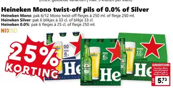Coop Heineken Mono twist-off pils of 0.0% of Silver aanbieding