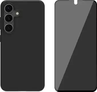 Coolblue BlueBuilt Samsung Galaxy S25 Back Cover Zwart + BlueBuilt Privacy Screenprotector Glas aanbieding