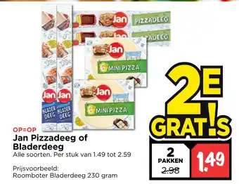 Vomar Voordeelmarkt Jan pizzadeeg of bladerdeeg aanbieding