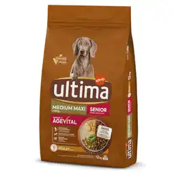 Zooplus 10 kg + 2 kg gratis Ultima honden droogvoer - Medium / Maxi Senior Kip 12 kg aanbieding