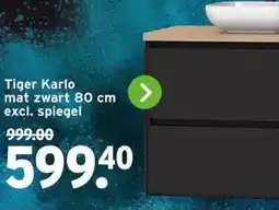 GAMMA Tiger Karlo mat zwart 80 cm excl. spiegel aanbieding
