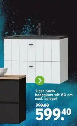 GAMMA Tiger Karlo hoogglans wit 80 cm excl. spiegel aanbieding