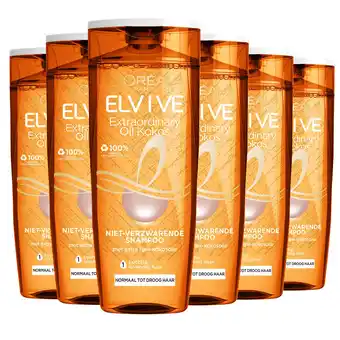 Bol.com L'Oréal Paris Elvive Extraordinary Oil Fijne Kokosolie - Shampoo - Normaal/Droog Haar - 6 x 250ml aanbieding