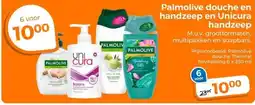 Trekpleister Palmolive douche en handzeep en Unicura handzeep aanbieding
