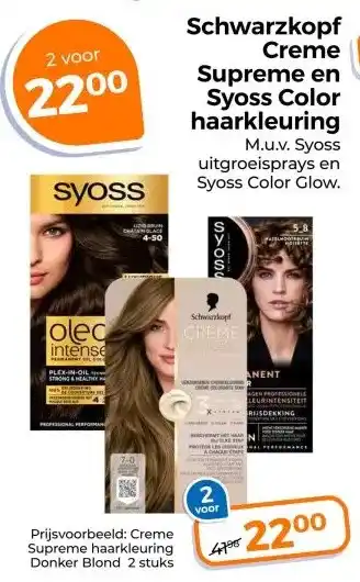 Trekpleister Schwarzkopf Creme Supreme en Syoss Color haarkleuring aanbieding