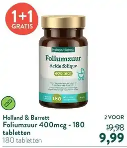 Holland & Barrett Foliumzuur 400mcg - 180 tabletten aanbieding