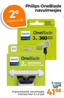 Trekpleister Philips OneBlade navulmesjes aanbieding